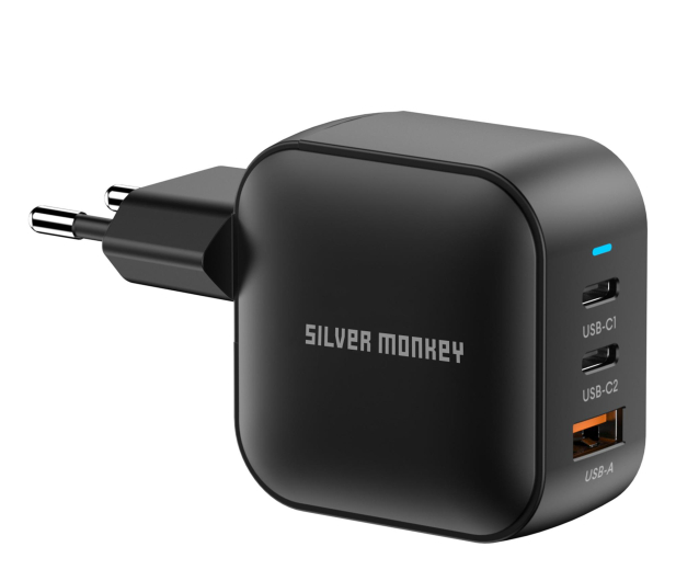 Silver Monkey Ładowarka GaN Smart Trio 70W PD Czarna - 1417249 - zdjęcie